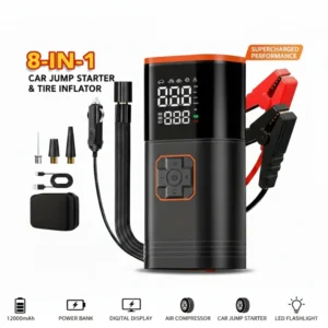 5000A peak 5-in-1 jump starter and compressor.