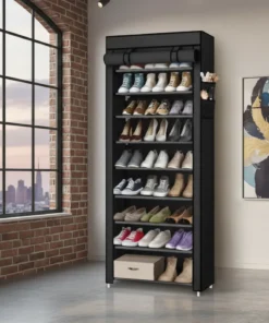 The Ultimate Organizer: 10-Tier Large Capacity Shoe Rack with Dustproof Cover