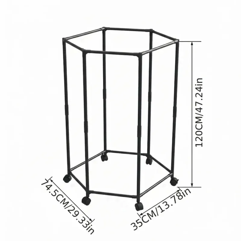 360° Rotating Hexagonal Clothes Rack | 150lb Capacity | Rolling Utility Hanger - Image 5