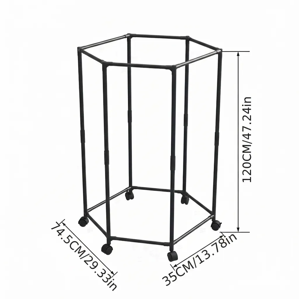 360° Rotating Hexagonal Clothes Rack | 150lb Capacity | Rolling Utility Hanger - Image 2