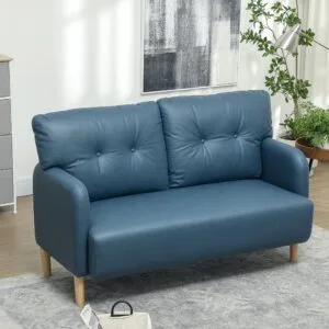 Navy Blue Modern Loveseat Sofa - 2-Seater Couch with Cushions & Alloy Steel Frame, Space-Saving Living Room or Bedroom Sofa, Easy Assembly Required for Small Apartments & Contemporary Decor, Sofa for Living Room, Comfortable Seating, Tufted Backres