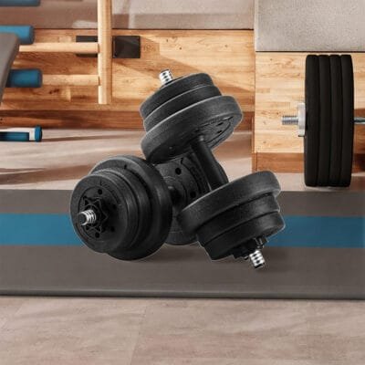 44 lb Dumbbells, Weight Adjustable, Fitness Training, Home Gym, 1 Pair,Black