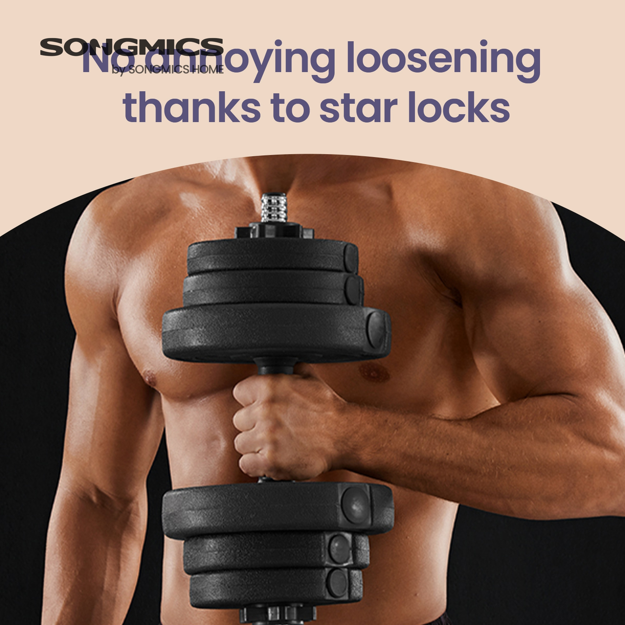 44 lb Dumbbells, Weight Adjustable, Fitness Training, Home Gym, 1 Pair,Black - Image 4