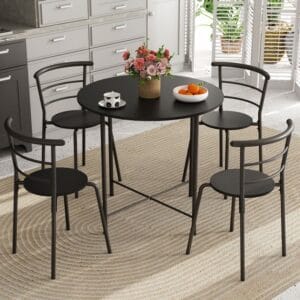Compact 5-Piece Round Dining Set