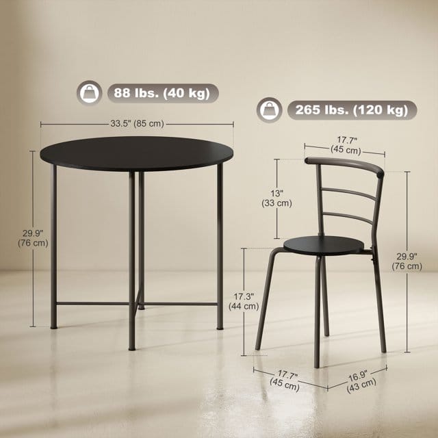 Compact 5-Piece Round Dining Set – Space-Saving Industrial Table with 4 Curved Back Chairs - Image 4