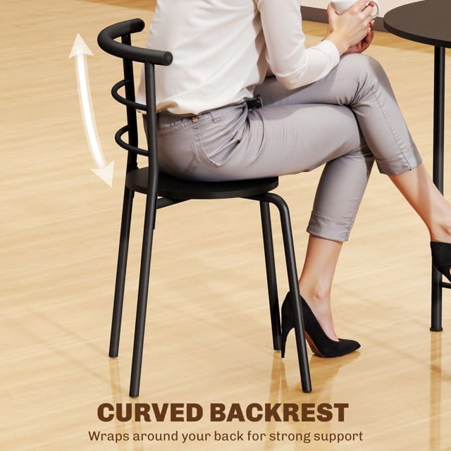 Compact 5-Piece Round Dining Set – Space-Saving Industrial Table with 4 Curved Back Chairs - Image 6