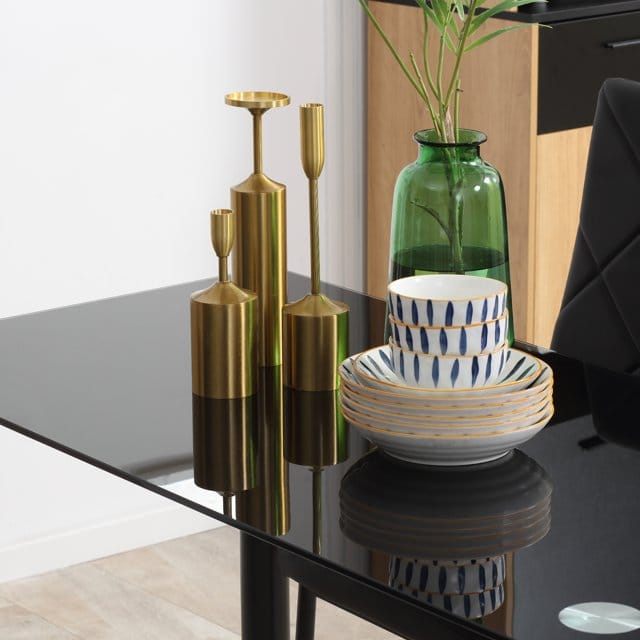 Modern 5-Piece Dining Table Set – Glass Top Table with 4 Cushioned PU Leather Chairs - Image 8