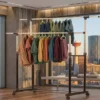 Heavy-Duty Rolling Double-Rod Garment Rack (Adjustable Height & Width)