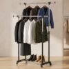 Heavy-Duty Rolling Double-Rod Garment Rack (Adjustable Height & Width)